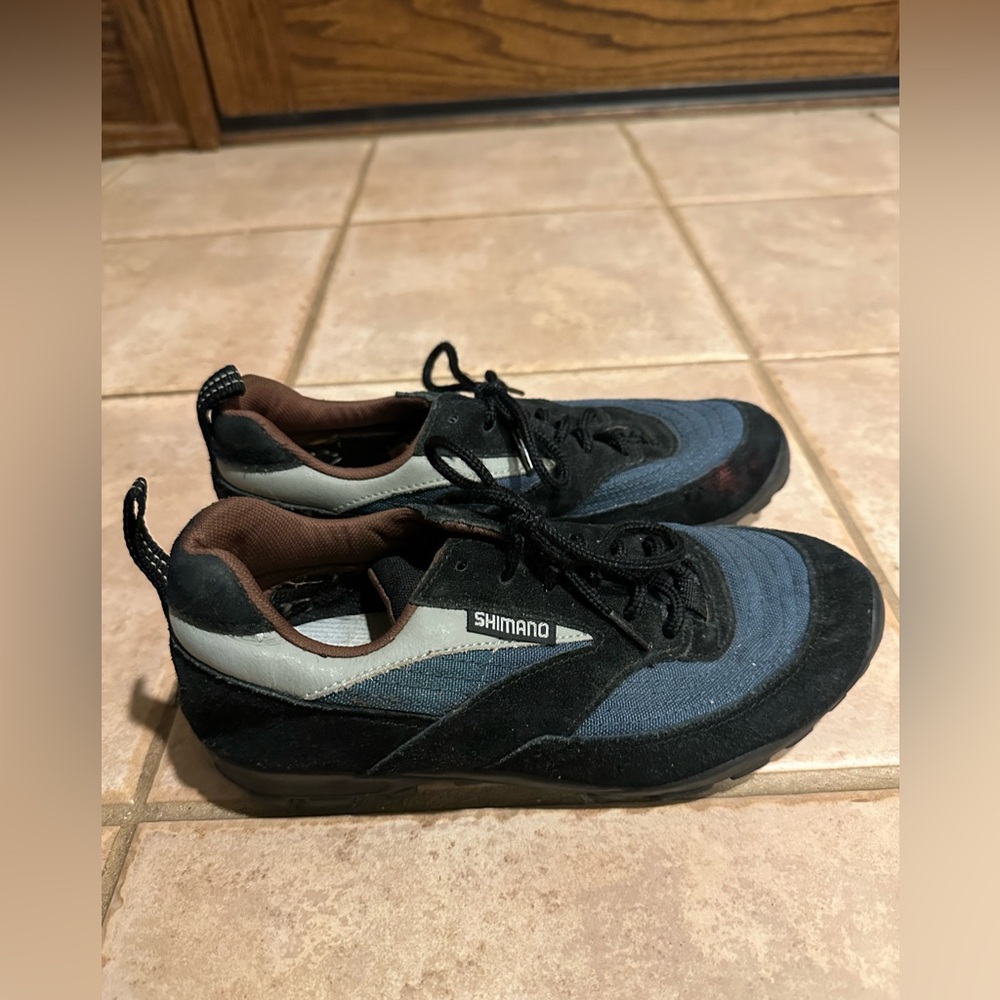 Vintage Deadstock Shimano SPD Cycling Shoes SH-M032 Night Blue With Black Suede